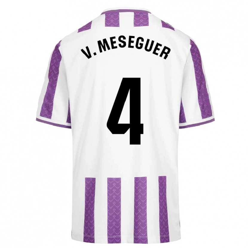 Danxen Donna Maglia Víctor Meseguer #4 Viola Bianco Kit Gara Home 2025/26 Maglietta