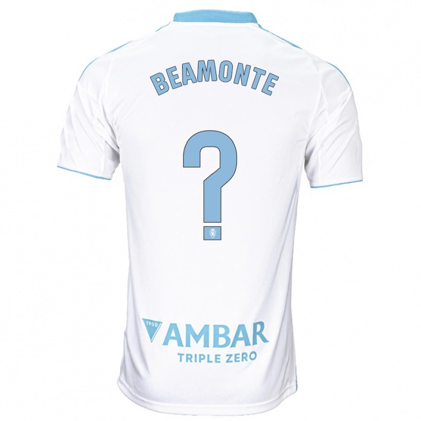 Danxen Donna Maglia Adrián Beamonte #0 Bianco Azzurro Kit Gara Home 2025/26 Maglietta