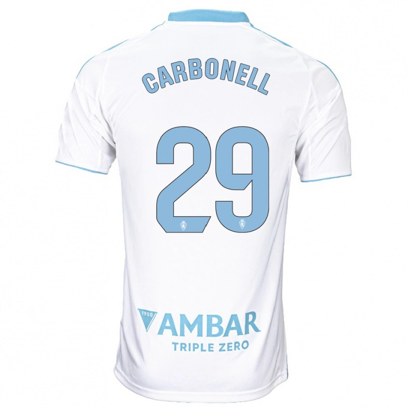 Danxen Donna Maglia Luis Carbonell #29 Bianco Azzurro Kit Gara Home 2025/26 Maglietta