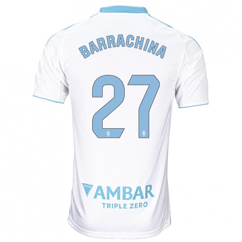 Danxen Donna Maglia Hugo Barrachina #27 Bianco Azzurro Kit Gara Home 2025/26 Maglietta