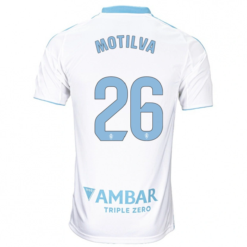 Danxen Donna Maglia Adrián Motilva #26 Bianco Azzurro Kit Gara Home 2025/26 Maglietta