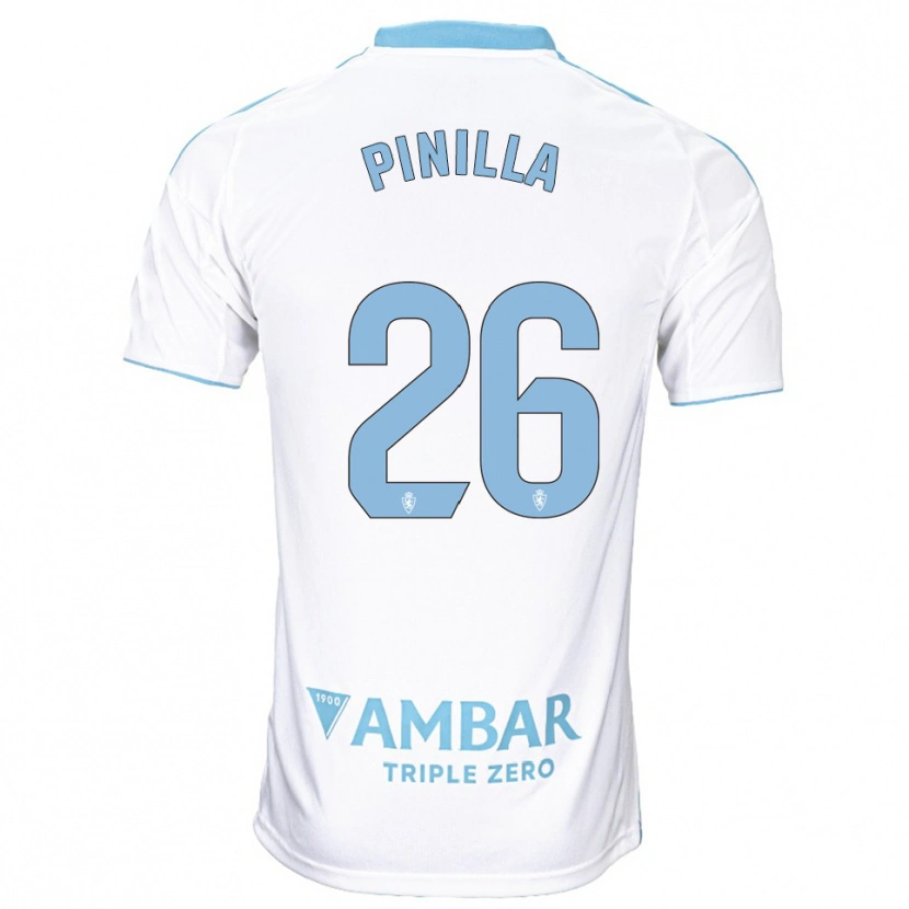 Danxen Donna Maglia Hugo Pinilla #26 Bianco Azzurro Kit Gara Home 2025/26 Maglietta