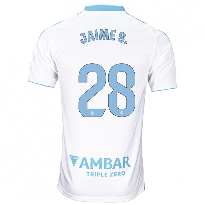 Danxen Donna Maglia Jaime Sánchez #28 Bianco Azzurro Kit Gara Home 2025/26 Maglietta