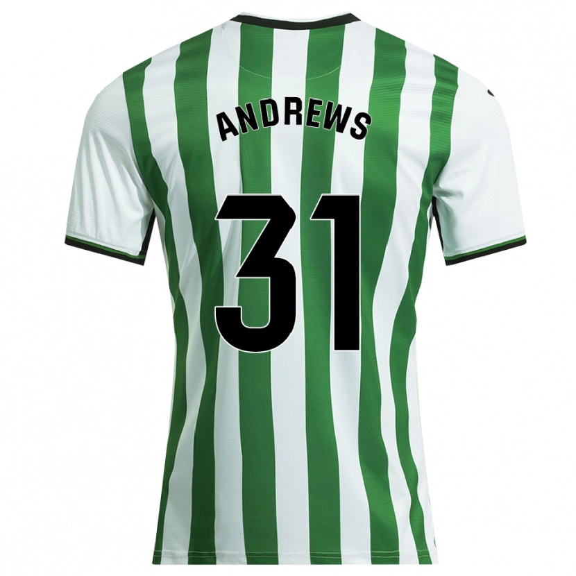 Danxen Donna Maglia George Andrews #31 Bianco Verde Kit Gara Home 2025/26 Maglietta
