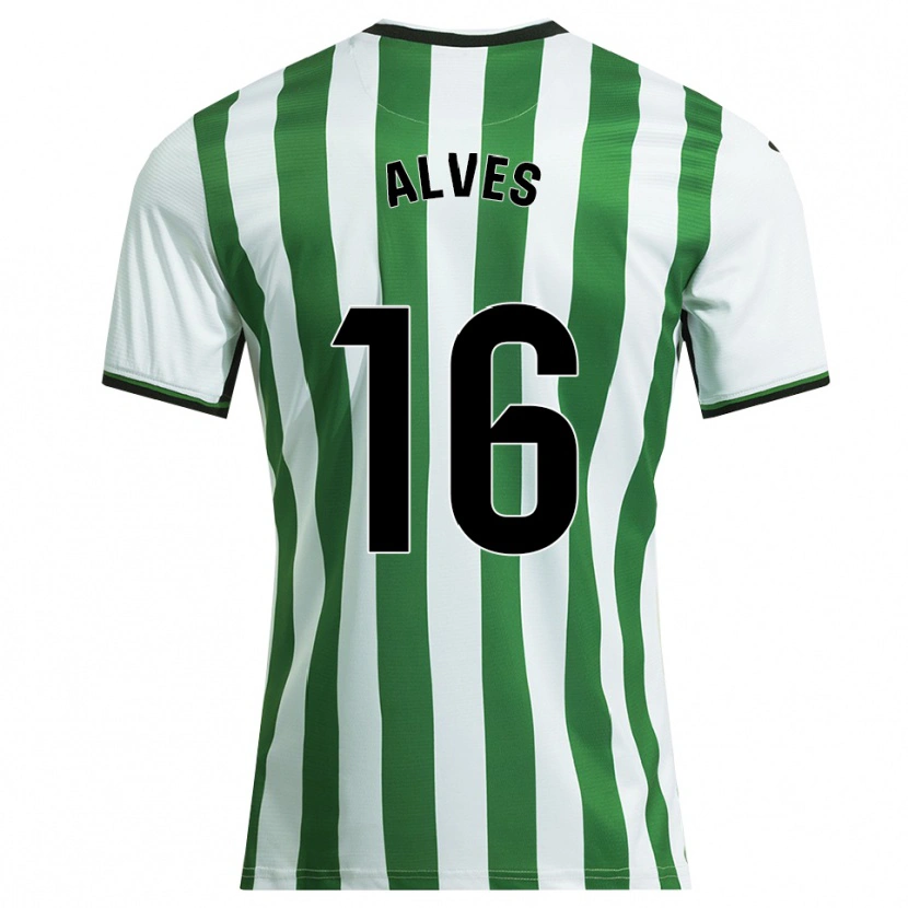 Danxen Donna Maglia Rubén Alves #16 Bianco Verde Kit Gara Home 2025/26 Maglietta