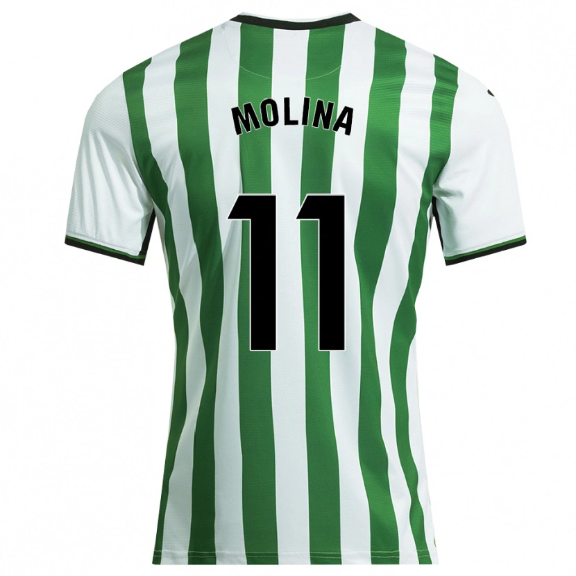 Danxen Donna Maglia Antonio Molina #11 Bianco Verde Kit Gara Home 2025/26 Maglietta