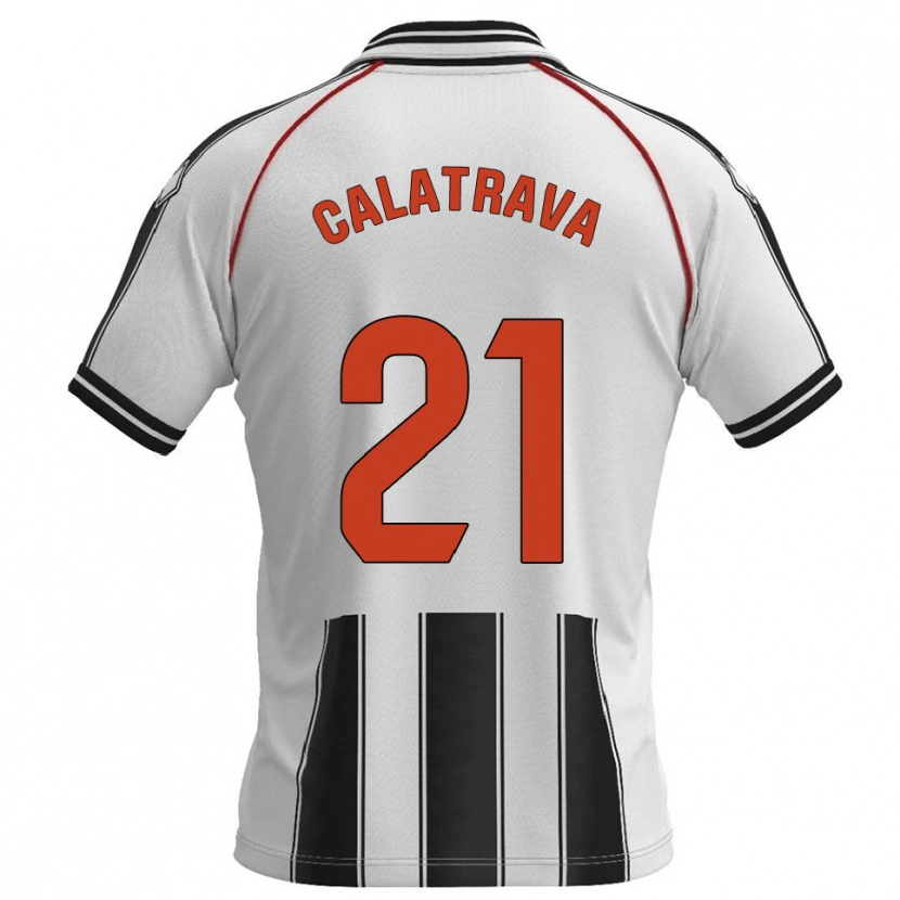 Danxen Donna Maglia Álex Calatrava #21 Bianco Nero Kit Gara Home 2025/26 Maglietta