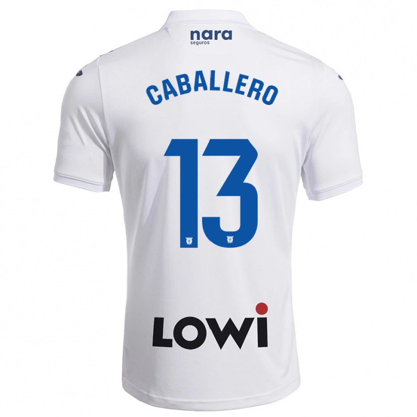 Danxen Donna Maglia Hugo Caballero #13 Bianco Blu Scuro Kit Gara Home 2025/26 Maglietta