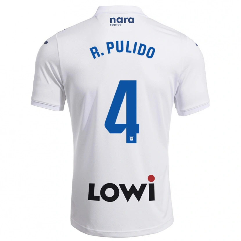 Danxen Donna Maglia Rubén Pulido #4 Bianco Blu Scuro Kit Gara Home 2025/26 Maglietta