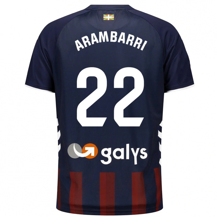 Danxen Donna Maglia Aritz Arambarri #22 Blu Scuro Rosso Kit Gara Home 2025/26 Maglietta