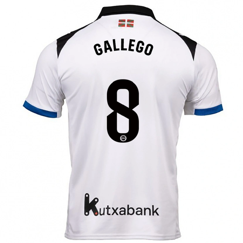 Danxen Donna Maglia Óscar Gallego #8 Bianco Blu Kit Gara Away 2025/26 Maglietta