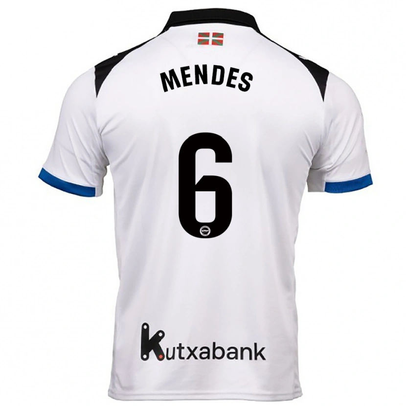 Danxen Donna Maglia Tomás Mendes #6 Bianco Blu Kit Gara Away 2025/26 Maglietta