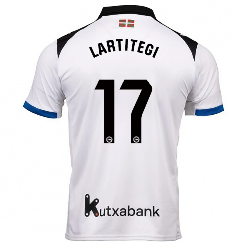 Danxen Donna Maglia Julen Lartitegi #17 Bianco Blu Kit Gara Away 2025/26 Maglietta