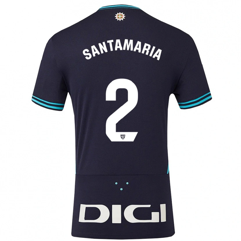Danxen Donna Maglia Unai Santamaría #2 Blu Scuro Azzurro Kit Gara Away 2025/26 Maglietta