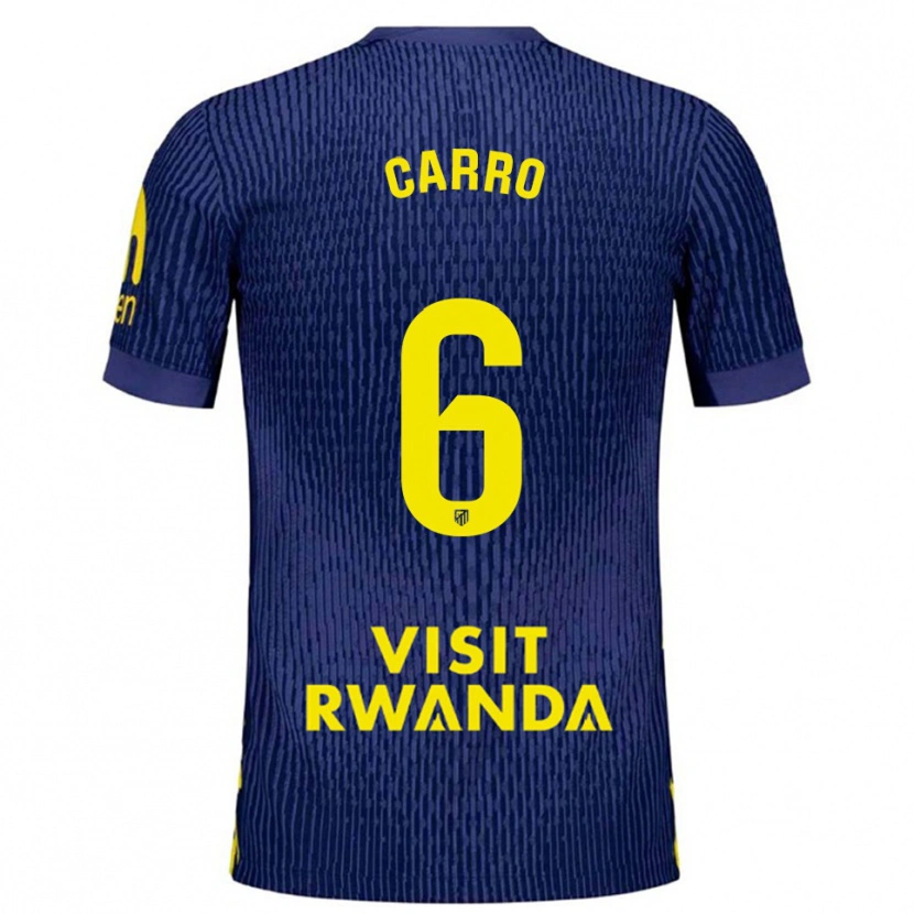 Danxen Donna Maglia Mikel Carro #6 Blu Scuro Giallo Kit Gara Away 2025/26 Maglietta