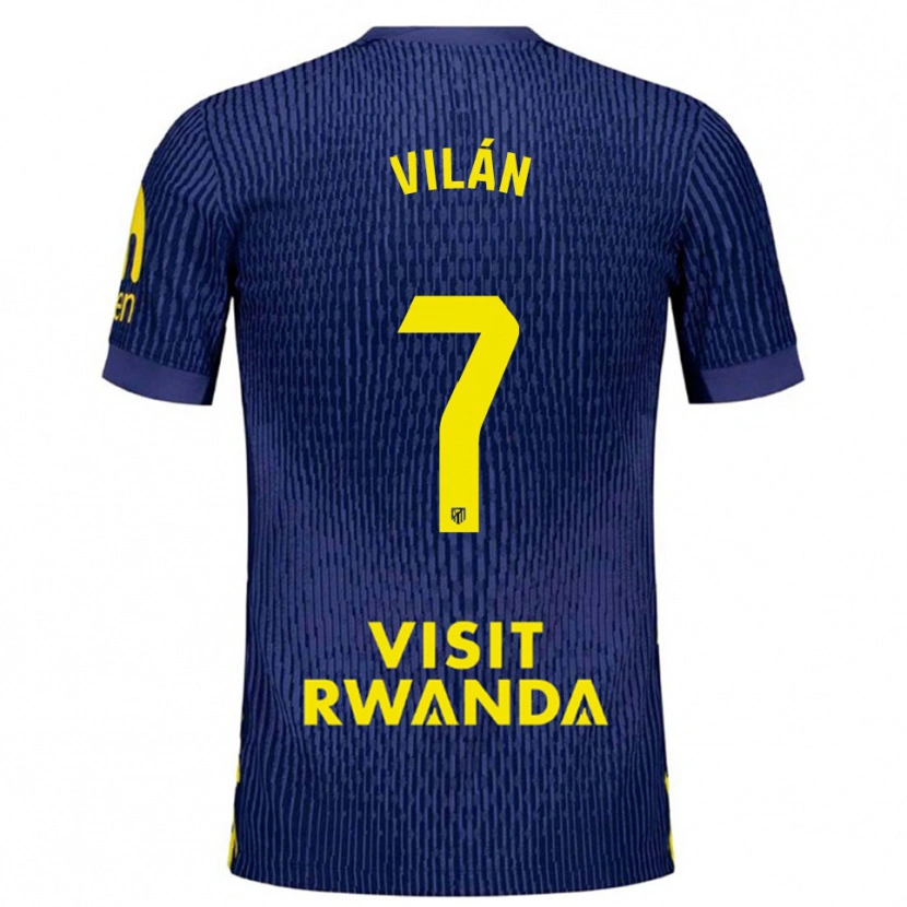 Danxen Donna Maglia David Vilán #7 Blu Scuro Giallo Kit Gara Away 2025/26 Maglietta