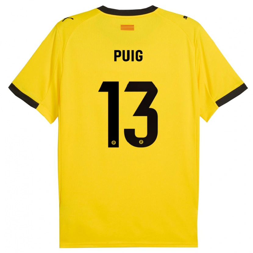 Danxen Donna Maglia Sergi Puig #13 Giallo Nero Kit Gara Away 2025/26 Maglietta