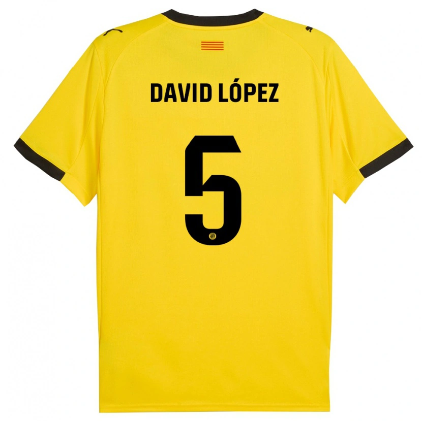 Danxen Donna Maglia David López #5 Giallo Nero Kit Gara Away 2025/26 Maglietta