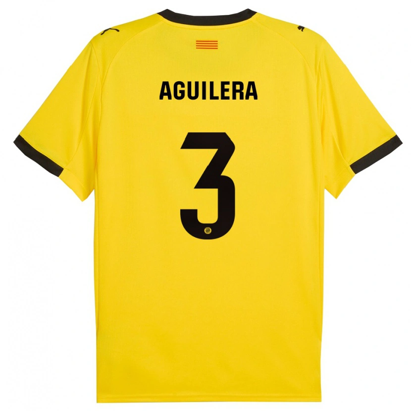 Danxen Donna Maglia Oriol Aguilera #3 Giallo Nero Kit Gara Away 2025/26 Maglietta