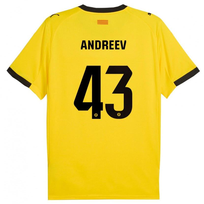 Danxen Donna Maglia Aleksandar Andreev #43 Giallo Nero Kit Gara Away 2025/26 Maglietta