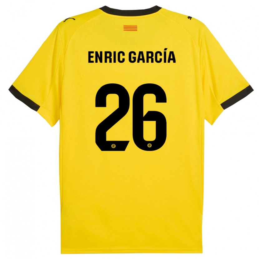Danxen Donna Maglia Enric García #26 Giallo Nero Kit Gara Away 2025/26 Maglietta