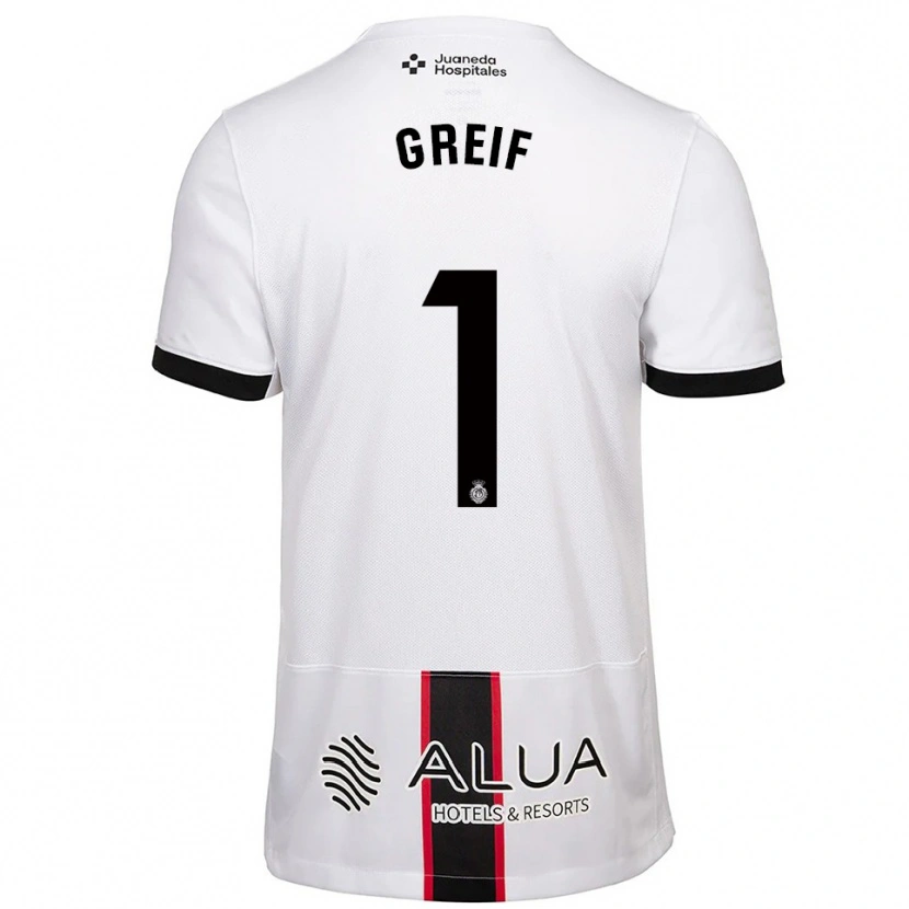 Danxen Donna Maglia Dominik Greif #1 Bianco Nero Kit Gara Away 2025/26 Maglietta