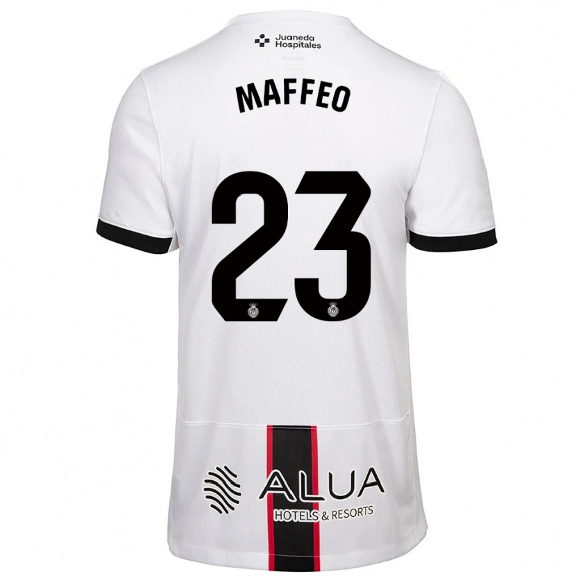 Danxen Donna Maglia Pablo Maffeo #23 Bianco Nero Kit Gara Away 2025/26 Maglietta