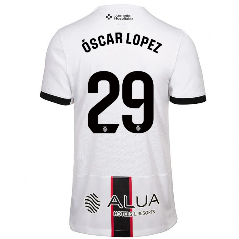 Danxen Donna Maglia Óscar López #29 Bianco Nero Kit Gara Away 2025/26 Maglietta