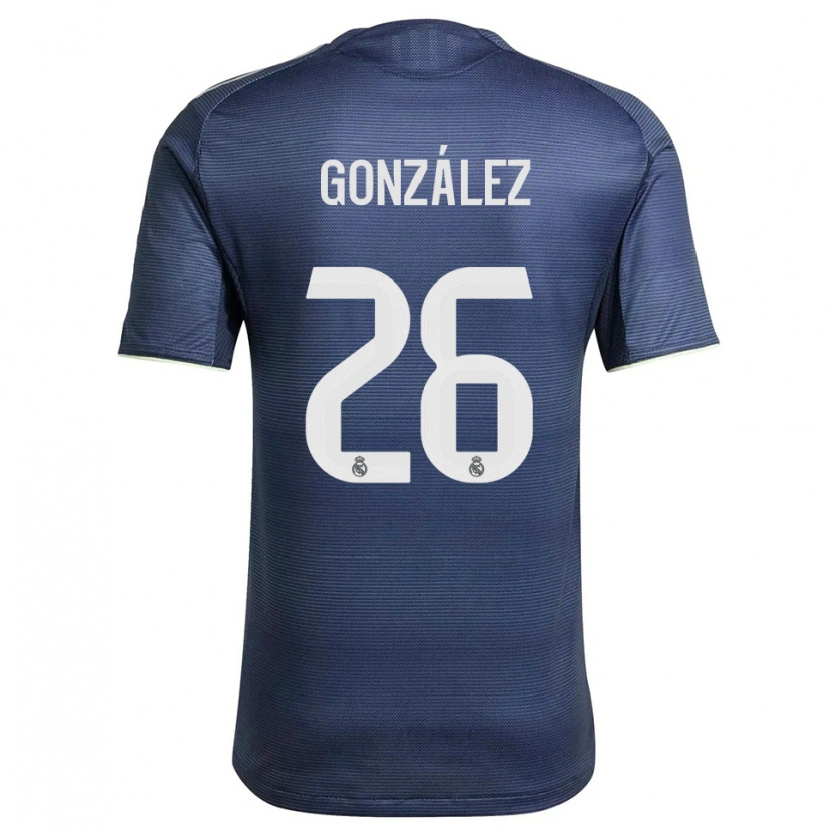 Danxen Donna Maglia Fran González #26 Blu Scuro Argento Kit Gara Away 2025/26 Maglietta