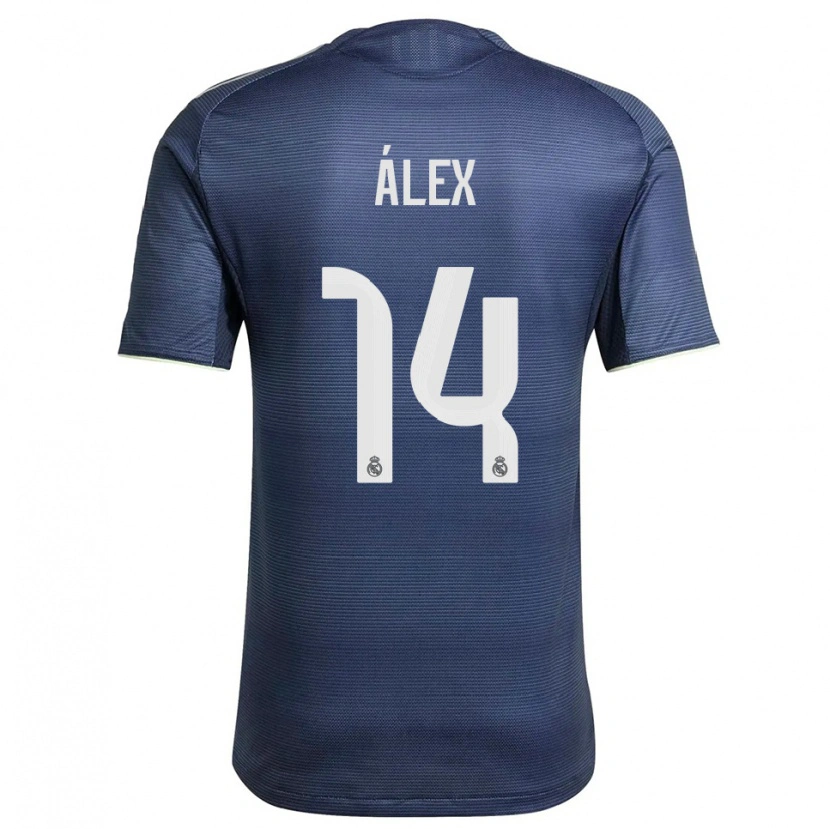 Danxen Donna Maglia Álex Pérez #14 Blu Scuro Argento Kit Gara Away 2025/26 Maglietta