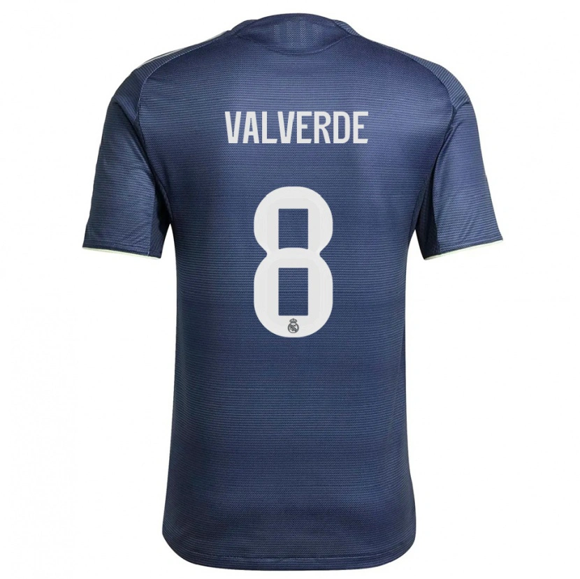 Danxen Donna Maglia Federico Valverde #8 Blu Scuro Argento Kit Gara Away 2025/26 Maglietta