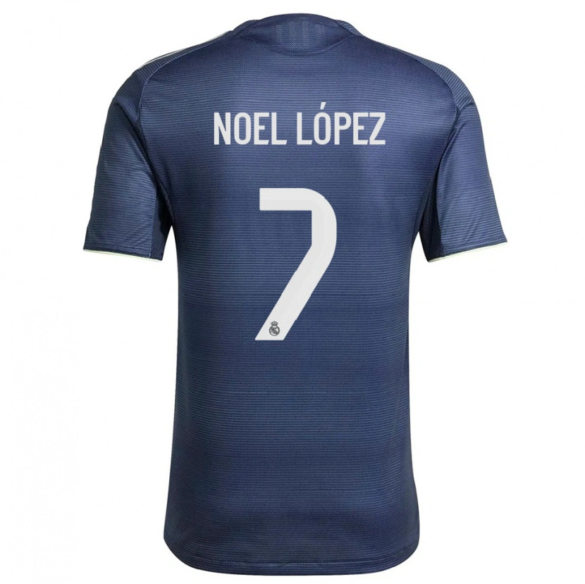 Danxen Donna Maglia Noel López #7 Blu Scuro Argento Kit Gara Away 2025/26 Maglietta