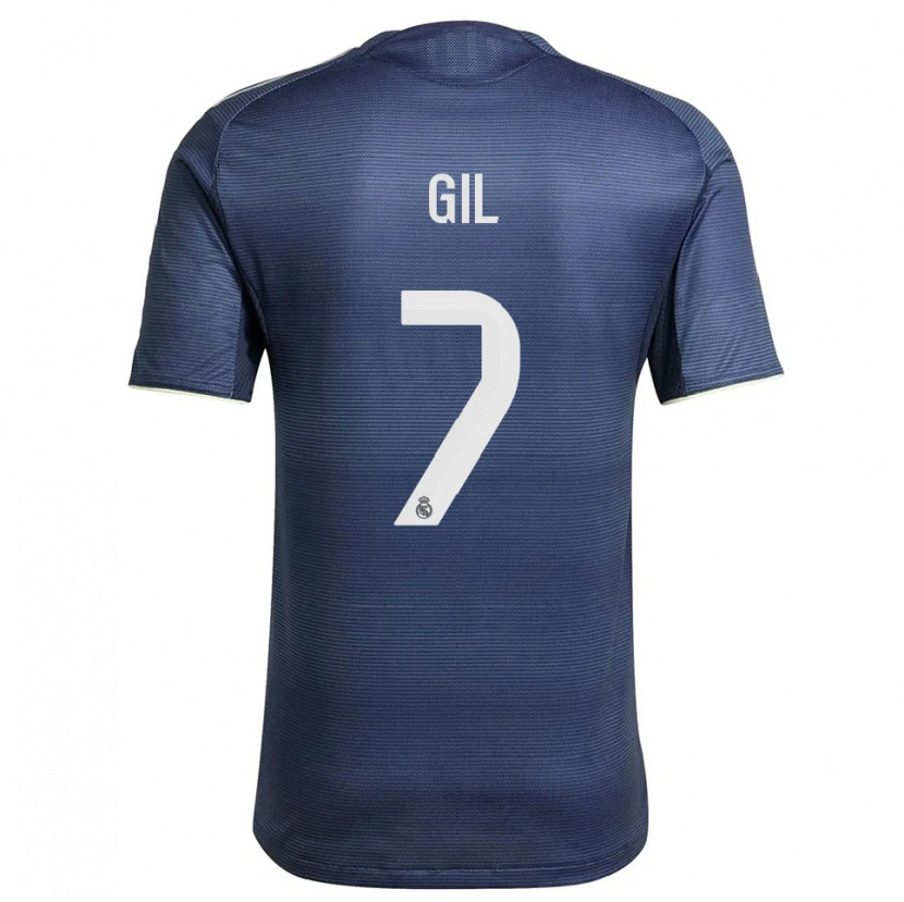 Danxen Donna Maglia Iker Gil #7 Blu Scuro Argento Kit Gara Away 2025/26 Maglietta