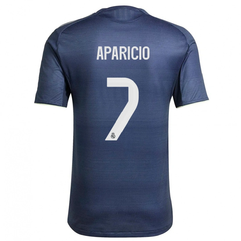 Danxen Donna Maglia Esteban Aparicio #7 Blu Scuro Argento Kit Gara Away 2025/26 Maglietta