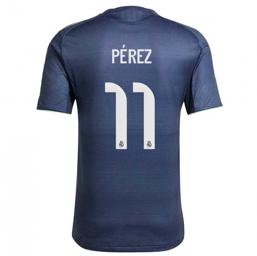Danxen Donna Maglia Adrián Pérez #11 Blu Scuro Argento Kit Gara Away 2025/26 Maglietta