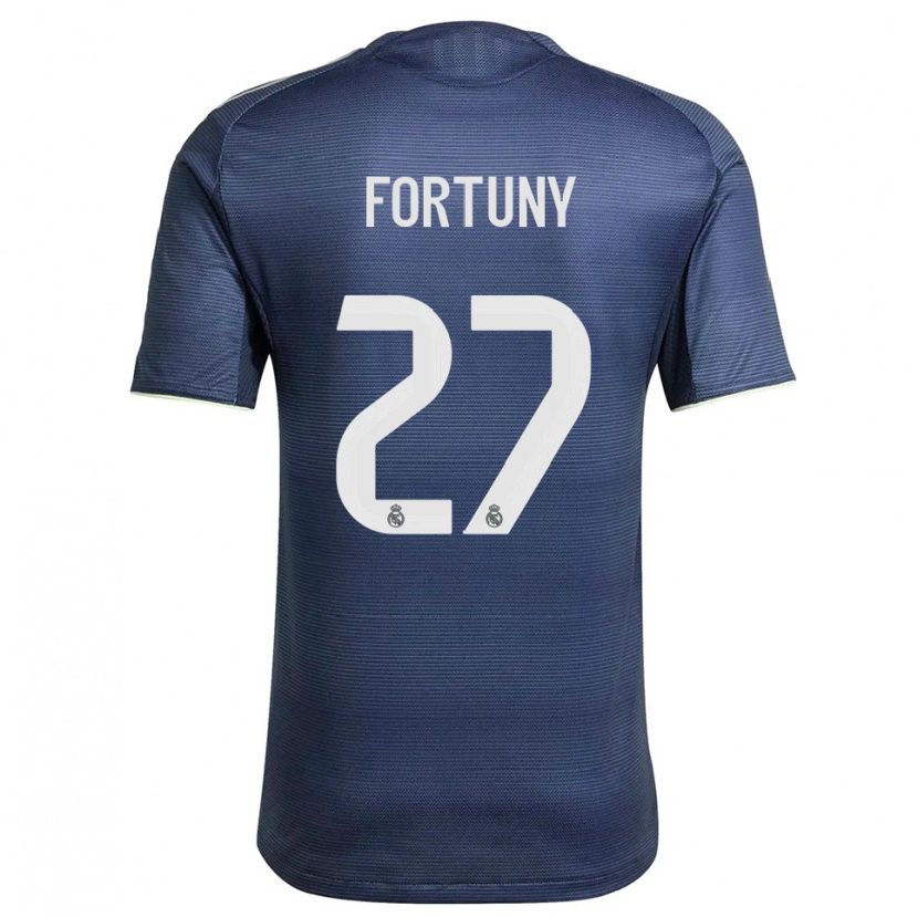 Danxen Donna Maglia Pol Fortuny #27 Blu Scuro Argento Kit Gara Away 2025/26 Maglietta