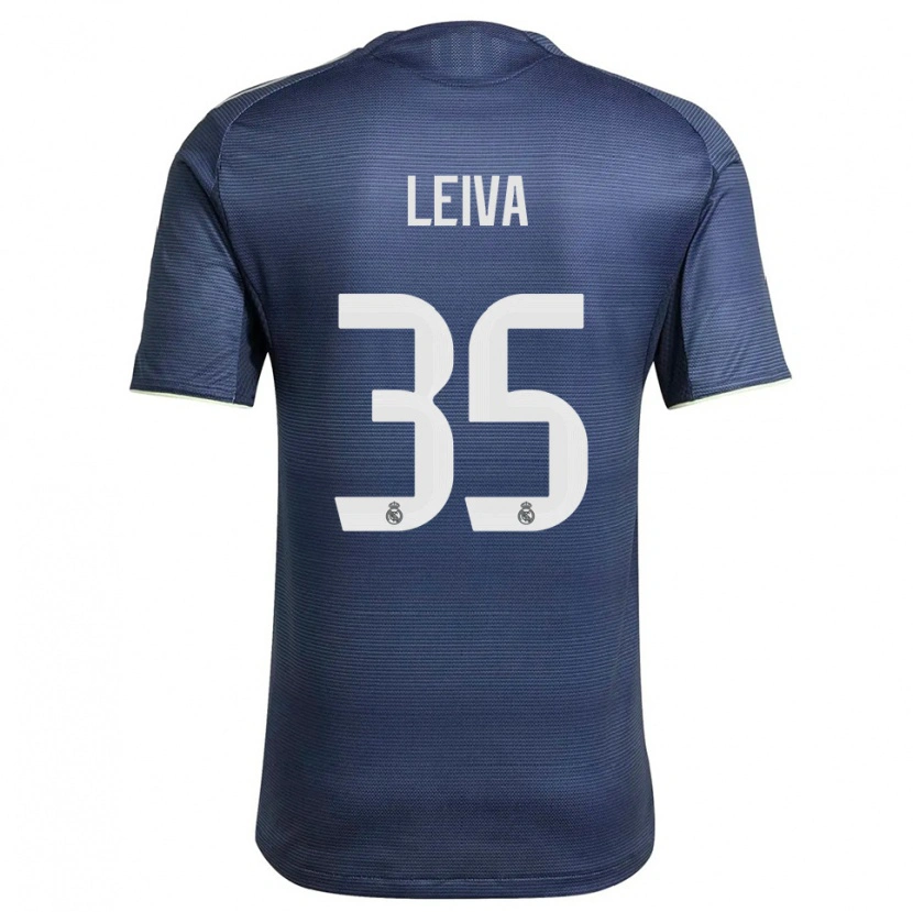 Danxen Donna Maglia Álvaro Leiva #35 Blu Scuro Argento Kit Gara Away 2025/26 Maglietta