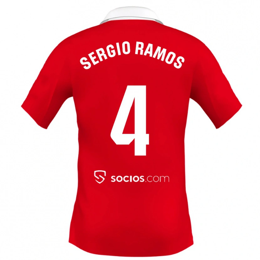 Danxen Donna Maglia Sergio Ramos #4 Rosso Bianco Grigio Kit Gara Away 2025/26 Maglietta