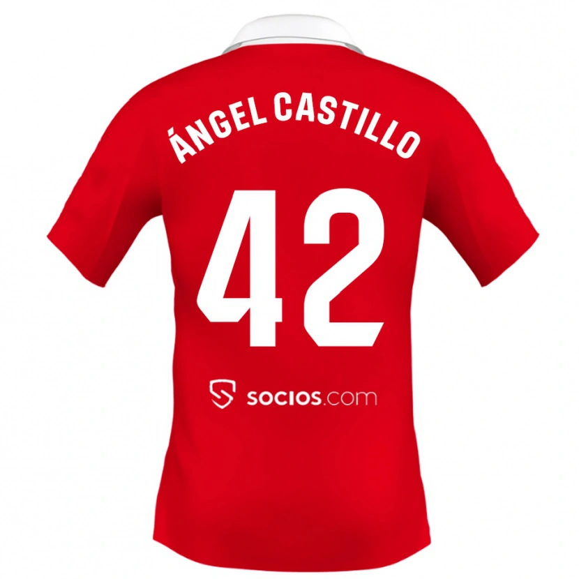 Danxen Donna Maglia Manuel Ángel Castillo #42 Rosso Bianco Grigio Kit Gara Away 2025/26 Maglietta