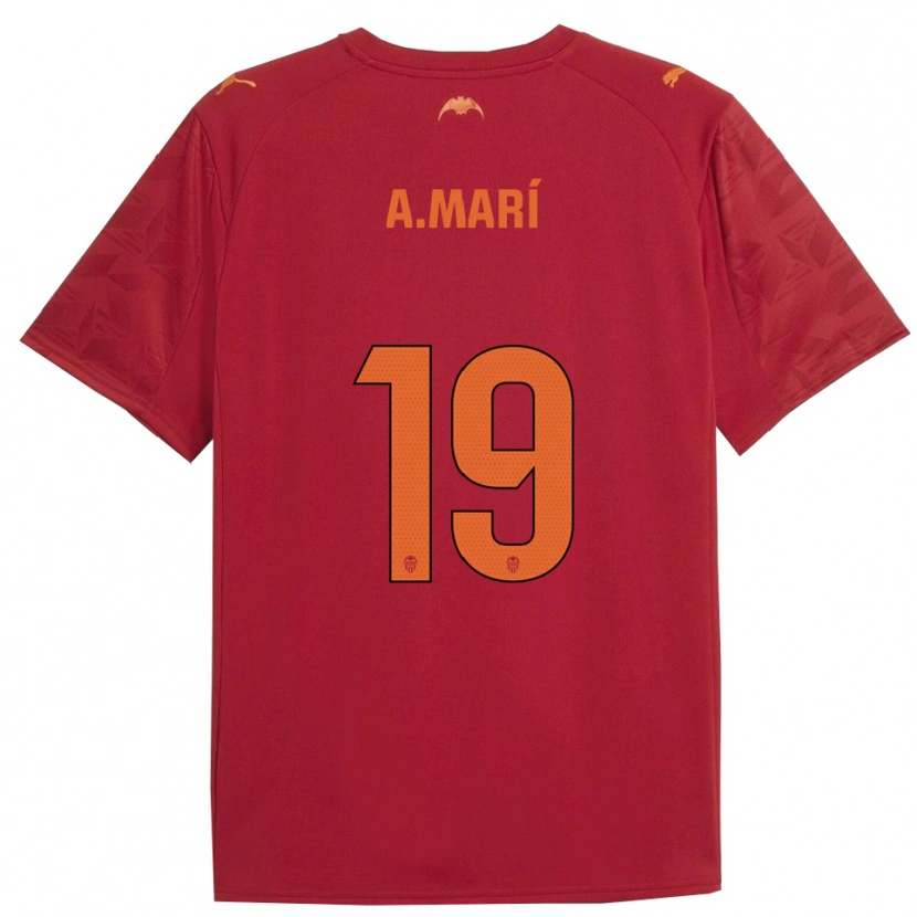 Danxen Donna Maglia Alberto Marí #19 Rosso Arancione Kit Gara Away 2025/26 Maglietta