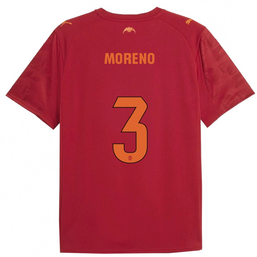 Danxen Donna Maglia Diego Moreno #3 Rosso Arancione Kit Gara Away 2025/26 Maglietta