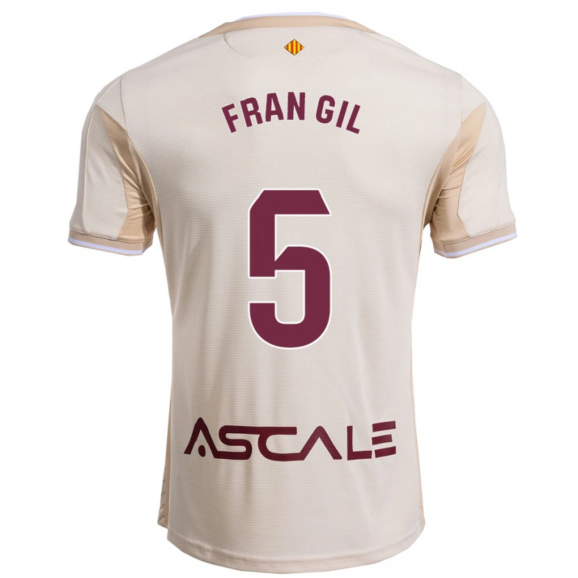 Danxen Donna Maglia Fran Gil #5 Bianco Sporco Borgogna Kit Gara Away 2025/26 Maglietta