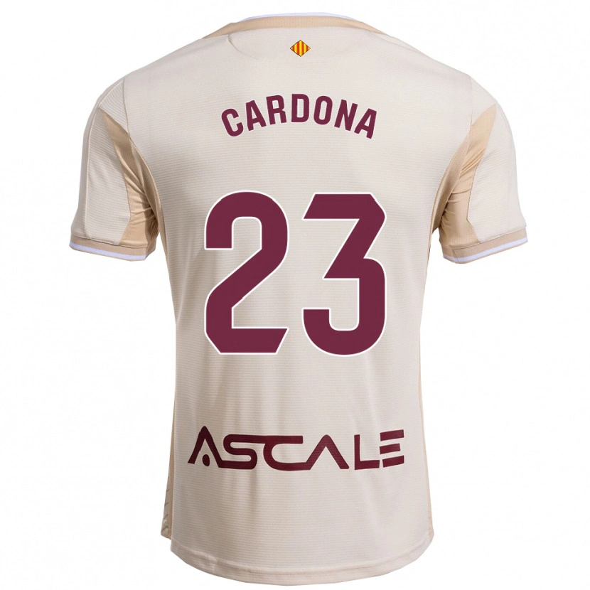 Danxen Donna Maglia Sergi Cardona #23 Bianco Sporco Borgogna Kit Gara Away 2025/26 Maglietta