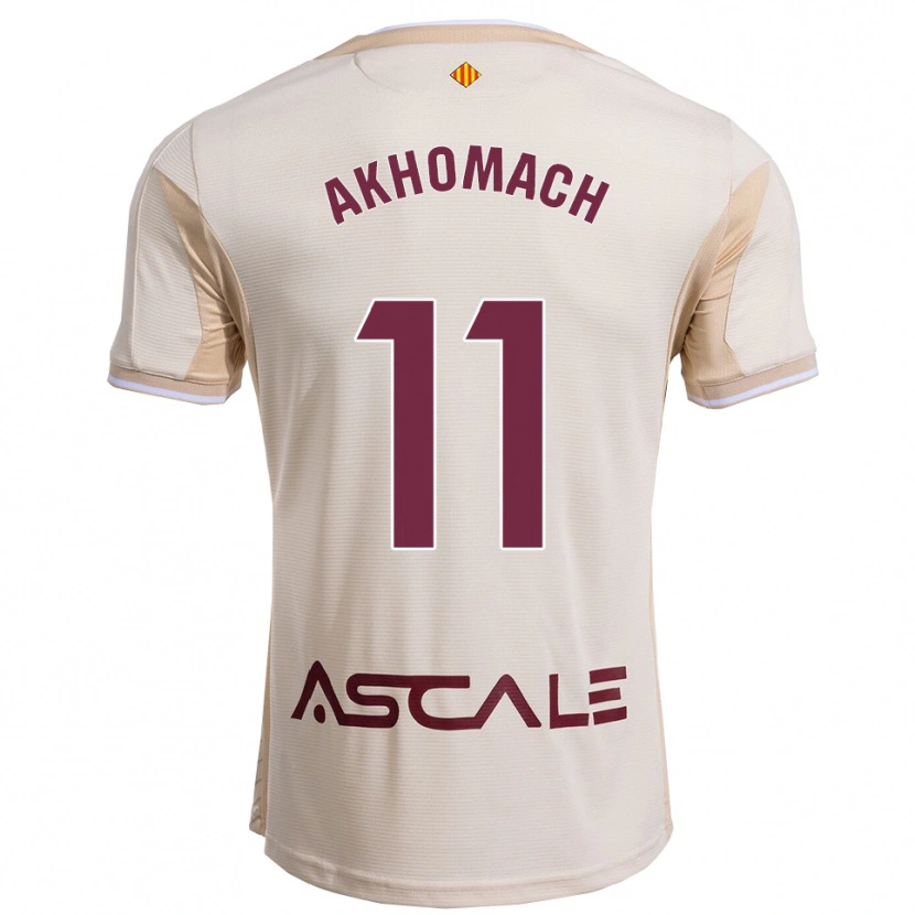 Danxen Donna Maglia Ilias Akhomach #11 Bianco Sporco Borgogna Kit Gara Away 2025/26 Maglietta