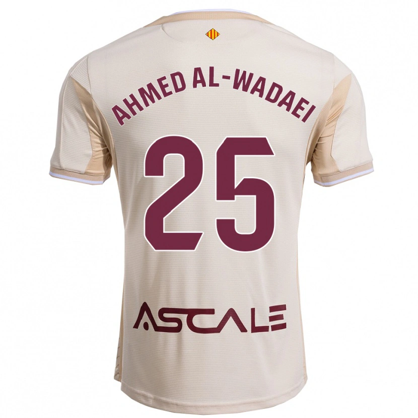 Danxen Donna Maglia Sayed Ahmed Al-Wadaei #25 Bianco Sporco Borgogna Kit Gara Away 2025/26 Maglietta