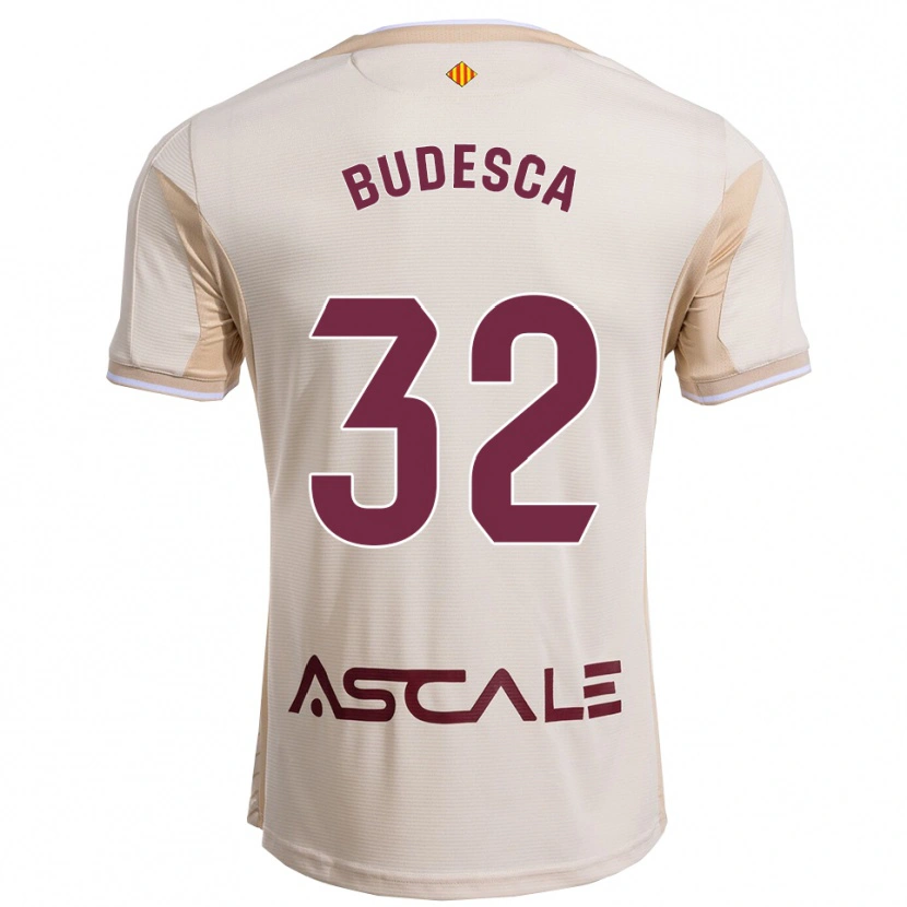 Danxen Donna Maglia Daniel Budesca #32 Bianco Sporco Borgogna Kit Gara Away 2025/26 Maglietta