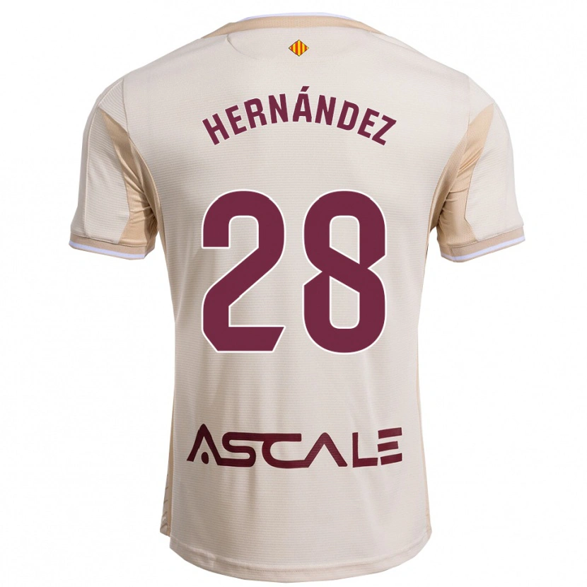 Danxen Donna Maglia Gerard Hernández #28 Bianco Sporco Borgogna Kit Gara Away 2025/26 Maglietta