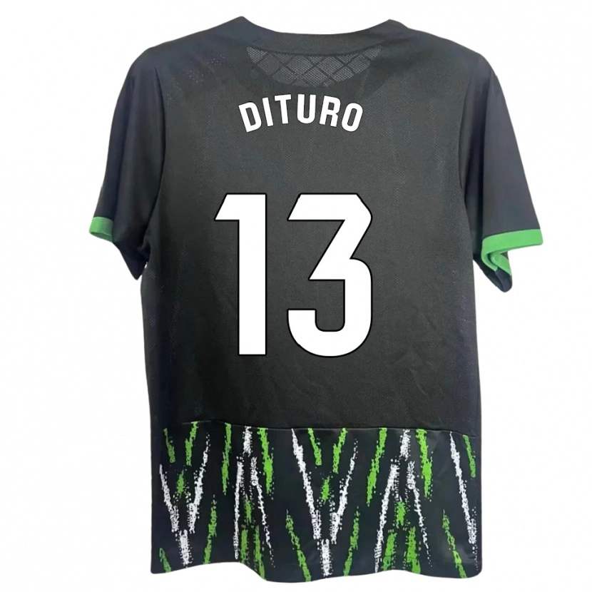 Danxen Donna Maglia Matías Dituro #13 Nero Verde Kit Gara Away 2025/26 Maglietta