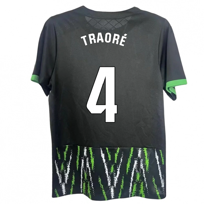 Danxen Donna Maglia Bakary Traoré #4 Nero Verde Kit Gara Away 2025/26 Maglietta