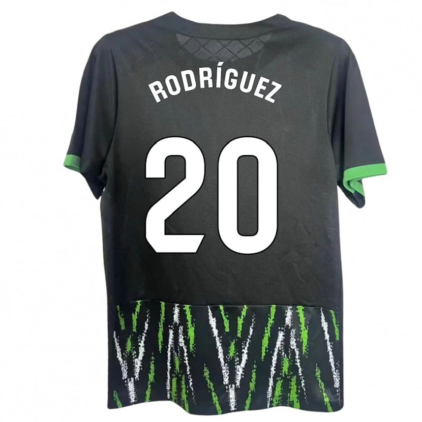 Danxen Donna Maglia David Rodríguez #20 Nero Verde Kit Gara Away 2025/26 Maglietta